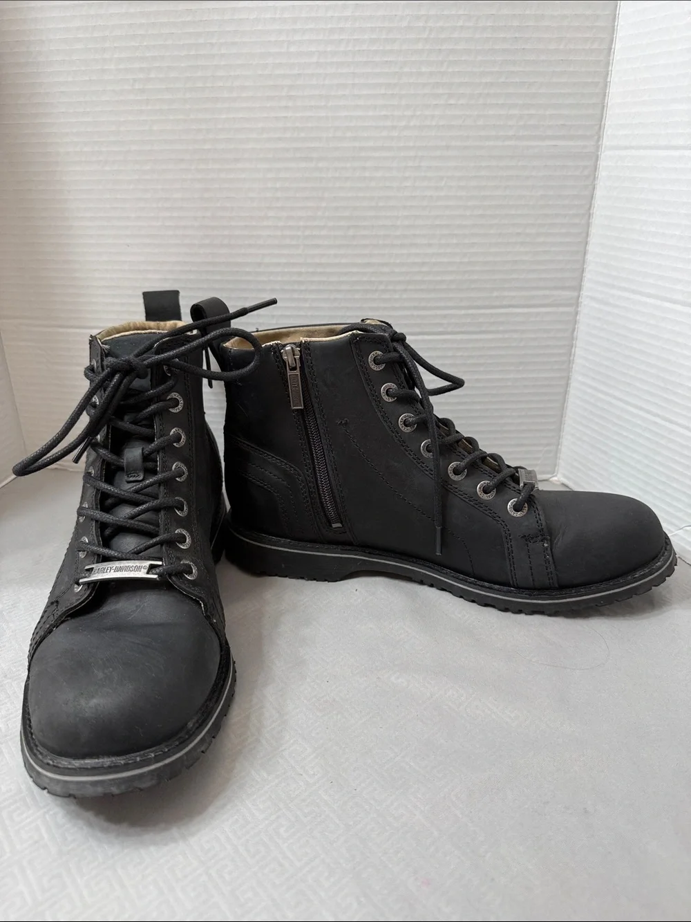 Harley-Davidson Men’s Size 9.5 Stratford Black orLeather Lace-Up Motorcycle Boot